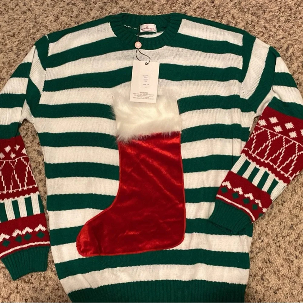 Ugly Christmas sweater with stocking